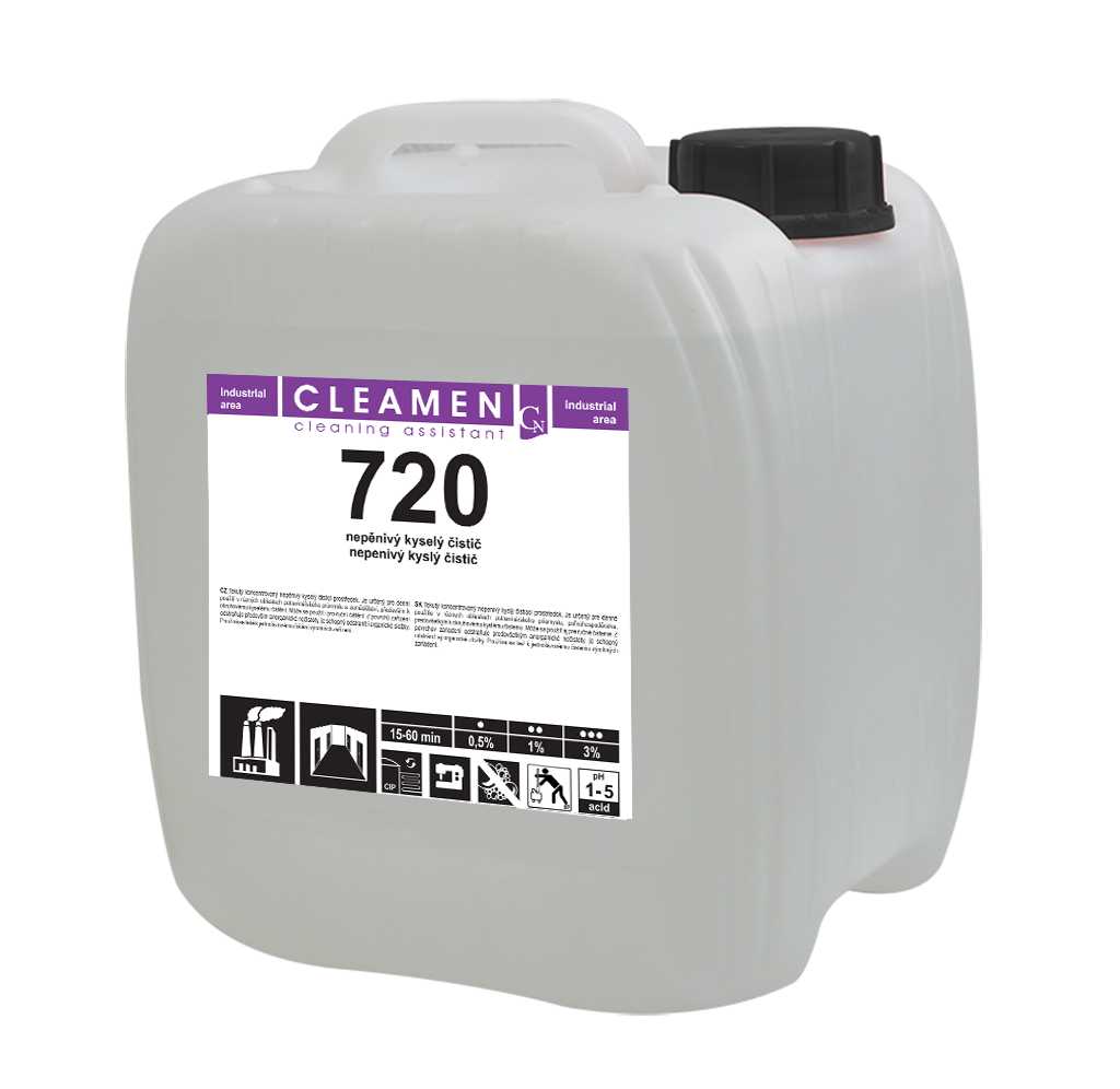 Cleamen 720 nepěnivý kyselý průmyslový čistič 12 kg