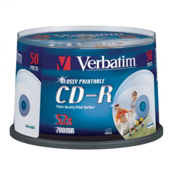 CD -R VERBATIM potisknutelné, cake box, 52x, 50 ks