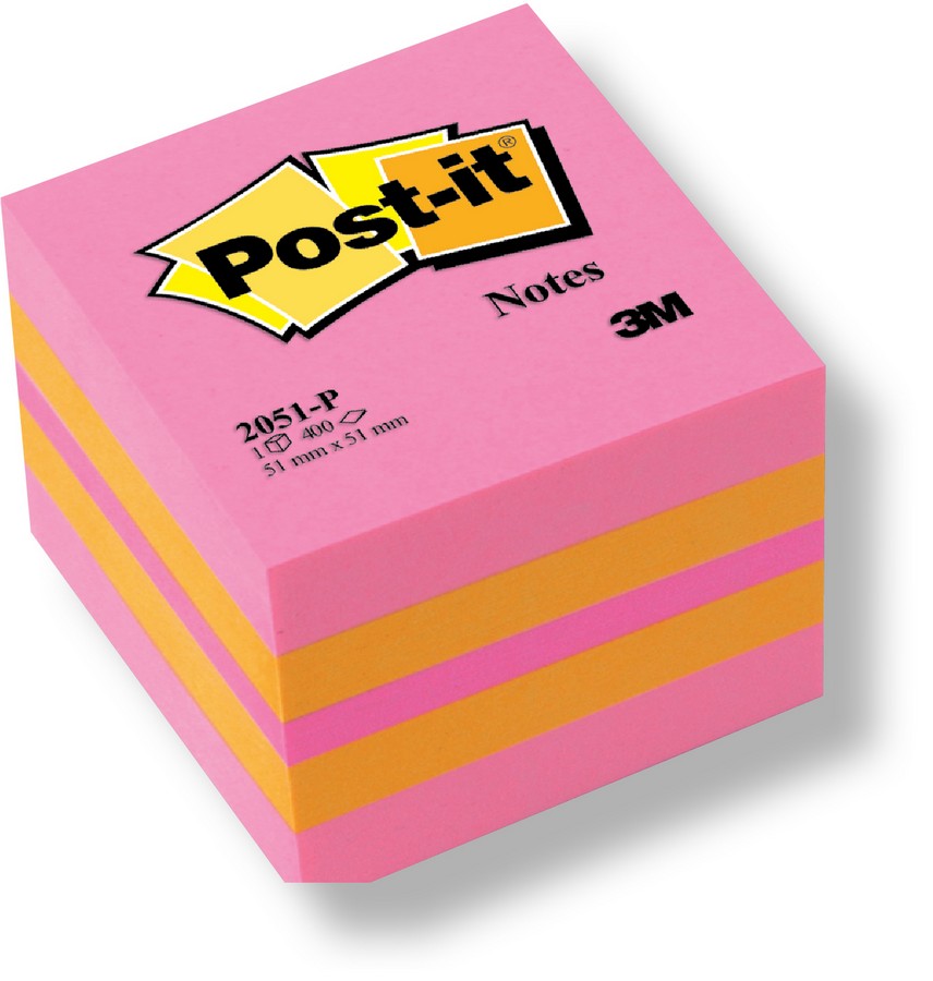 Blok samolepicí Post-it 51 x 51 mm růžový neon
