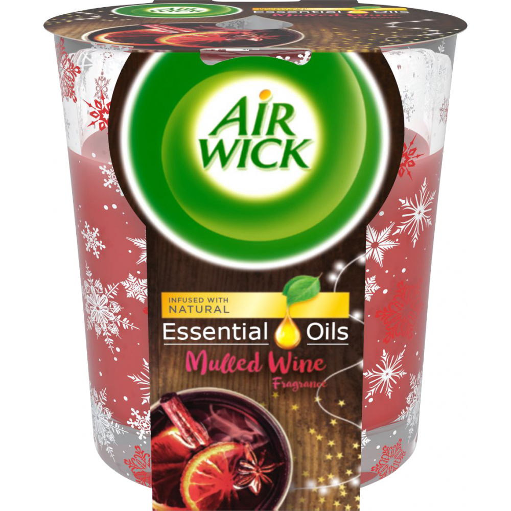 Air Wick vonná svíčka Essential Oils Fresh jablko a svařené víno , 105 g