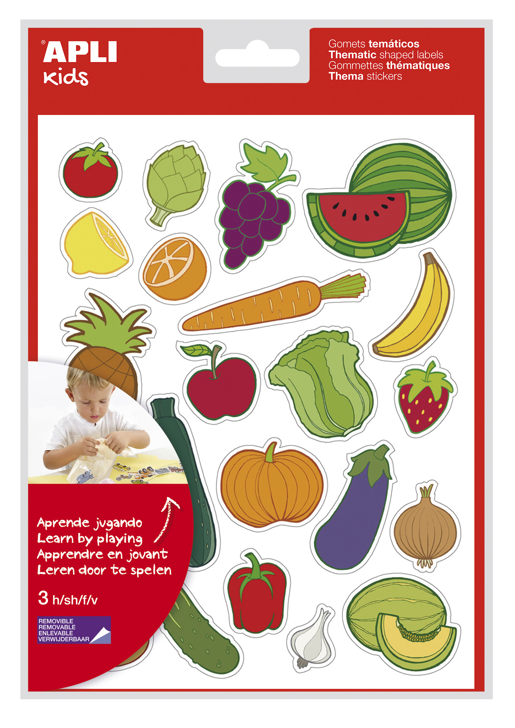 APLI samolepky - Ovoce/Zelenina, 3 listy, 69 ks