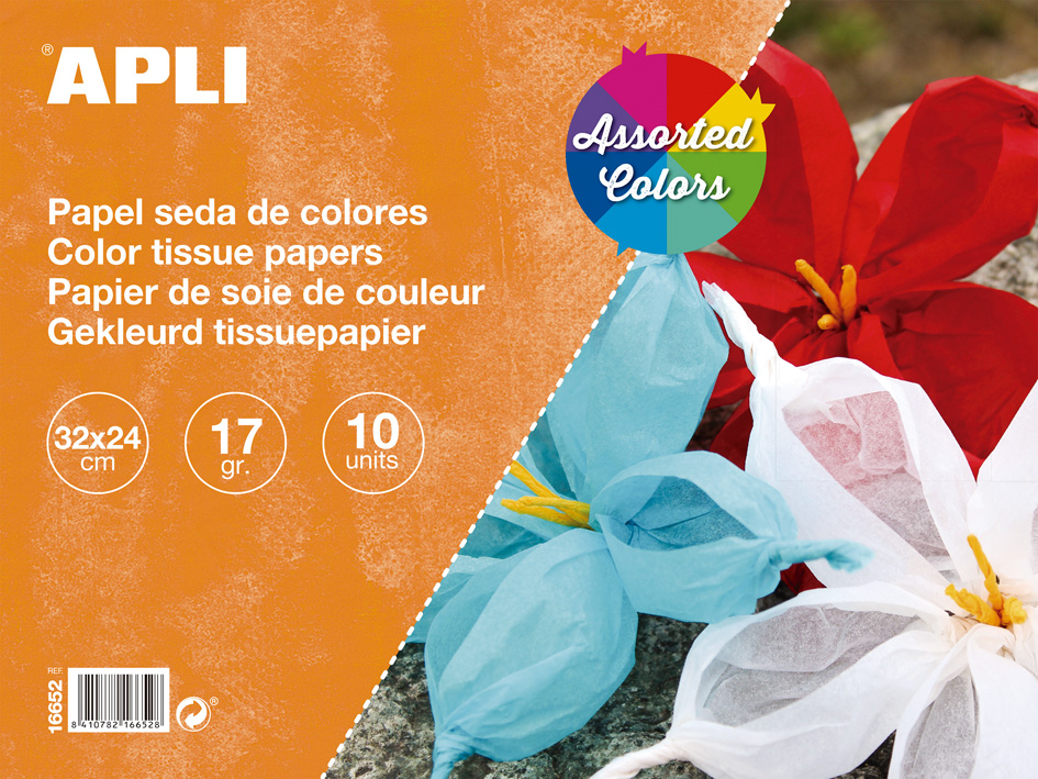 Papír APLI hedvábný - blok 10 listů 32 x 24 cm, mix barev