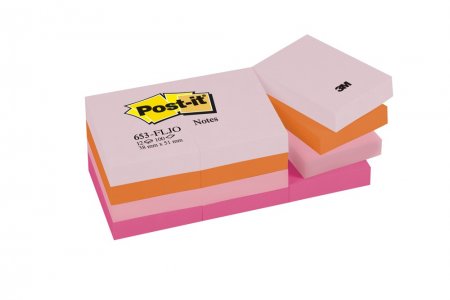 Blok samolepicí Post-it 38 x 51/12x 100 listů radostné barvy