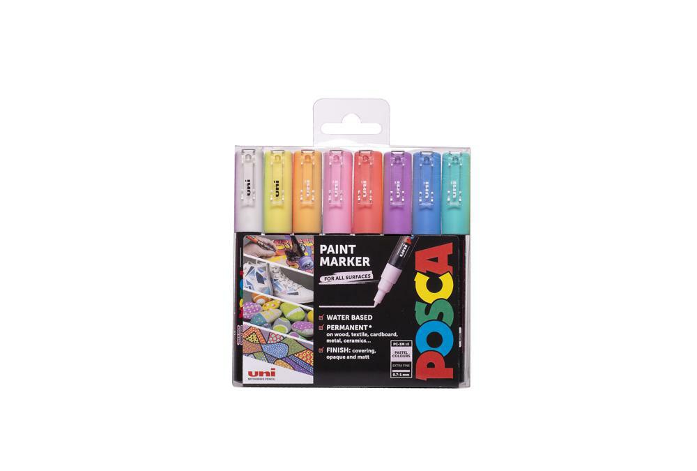 Popisovač akrylový POSCA PC-1M mix pastelových barev 0,7 - 1mm / 8 ks