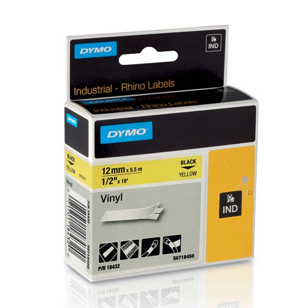 Dymo originální páska S0718450 černá/žlutá RHINO 12mm/5,5m