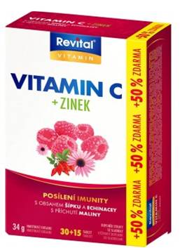 Revital Vitamin C + zinek + echinacea a šípek 45 tablet