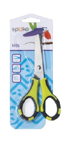 Nůžky dětské, školní, Spoko 13 cm, kulatá špička, symetrické, mix barev