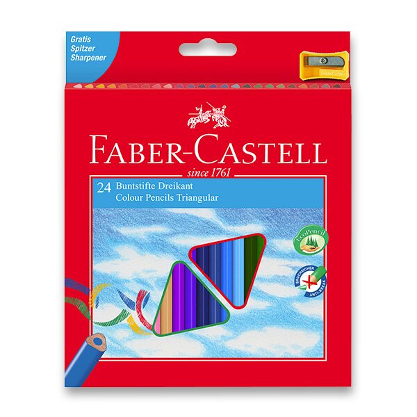 Pastelky Faber-Castell - trojhranné, 24 barev + ořezávátko