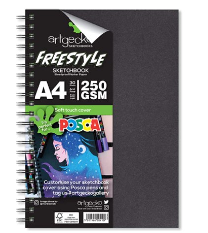 Artgecko skicák Freestyle POSCA A4 na výšku,30 listů/250g