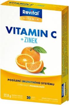 Revital Vitamin C 100 mg + Zinek 15 mg, pomeranč / 30 tablet