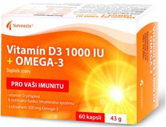Vitamin D3 1 000 IU + omega 3, 60 kapslí
