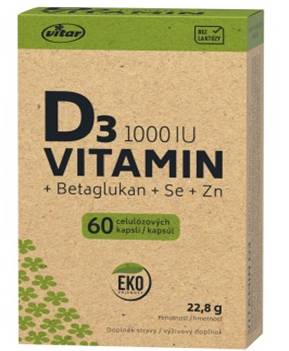 Vitar EKO Vitamin D3 1000 I, Betaglukan,Selen,Zinek 60 ks