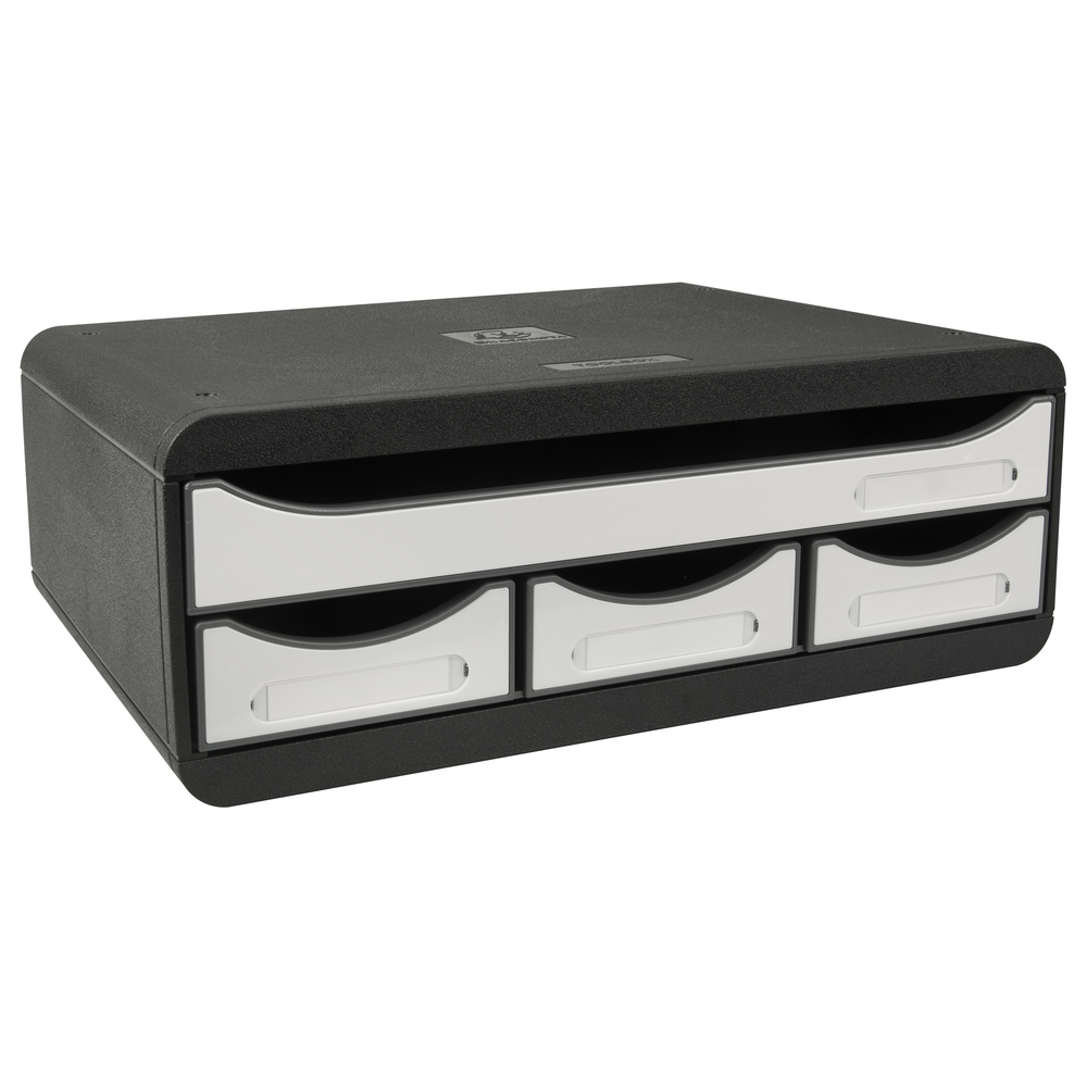 Exacompta zásuvkový box nízký, A4 maxi, 4 zásuvky, PS, černo - bílý