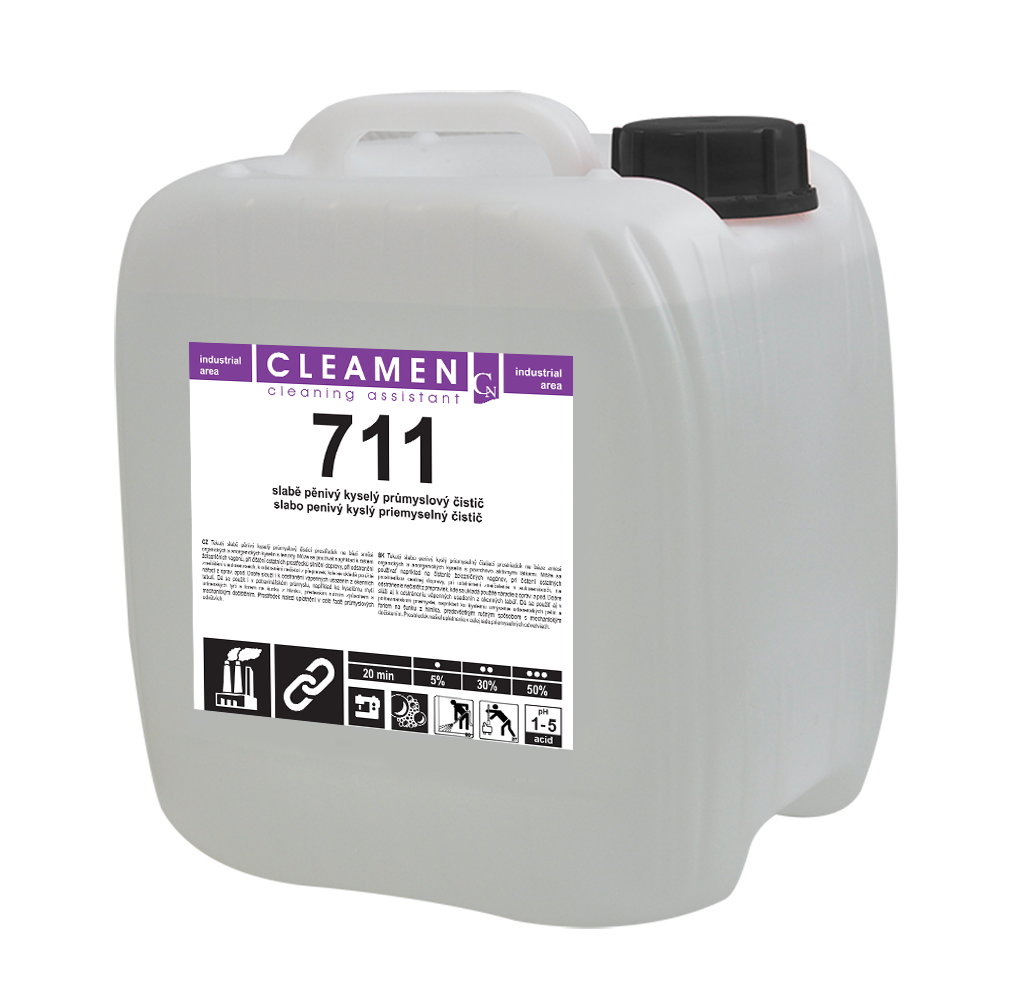 CLEAMEN 711 slabě pěnivý kyselý průmyslový čistič 10,5 kg