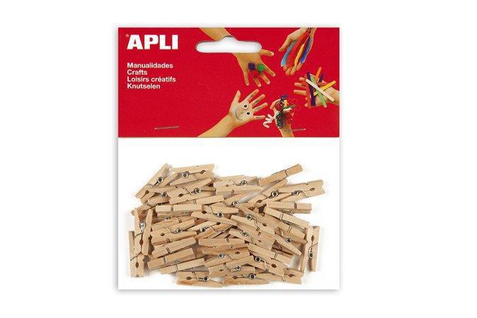 APLI dřevěné kolíčky přírodní 25x3/45ks