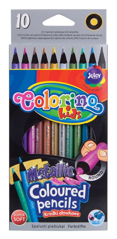 Pastelky kulaté Colorino 10 barev metalické