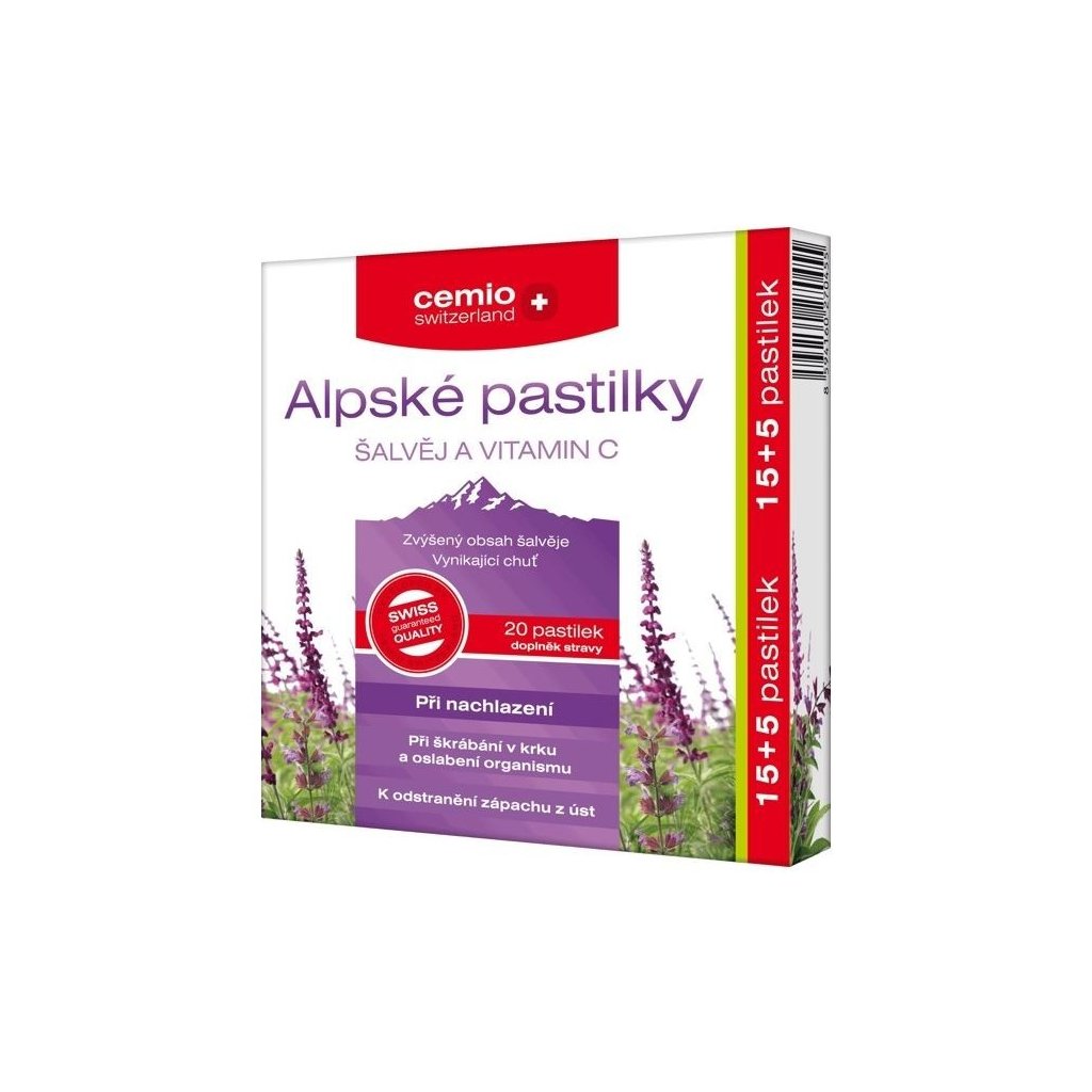 Alpské pastilky šalvěj a vitamin C nachlazení 20 pastilek