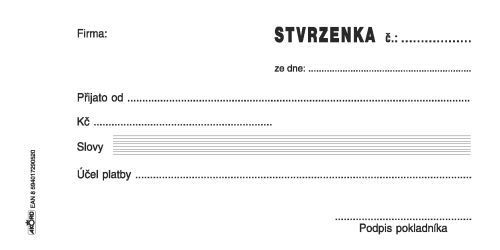 Příjmový pokladní doklad se stvrzenkou, 1/3 A5, blok 2 x 50 L