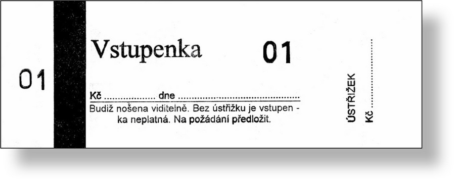 Vstupenky číslované 47 x 130 mm, blok 100 L