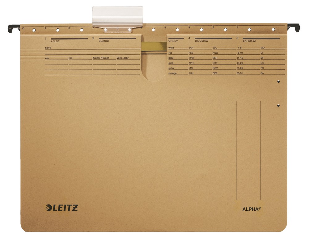 Závěsné desky Leitz ALPHA hnědé s rychlovazačem
