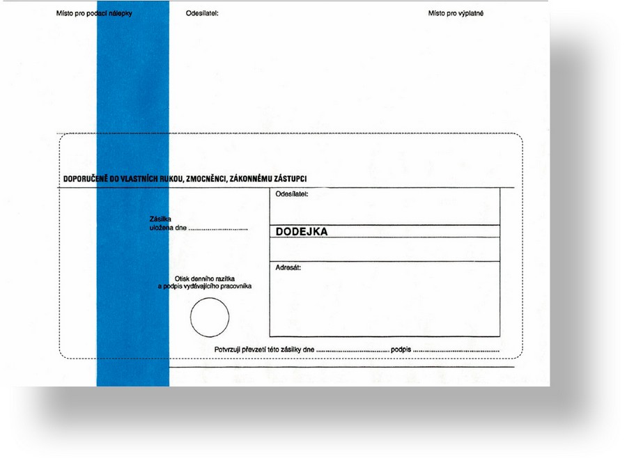 Obálka s dodejkou C5, samopropisující, s textem, modrý pruh, oblá klopa, 1000 ks, 229 x 162