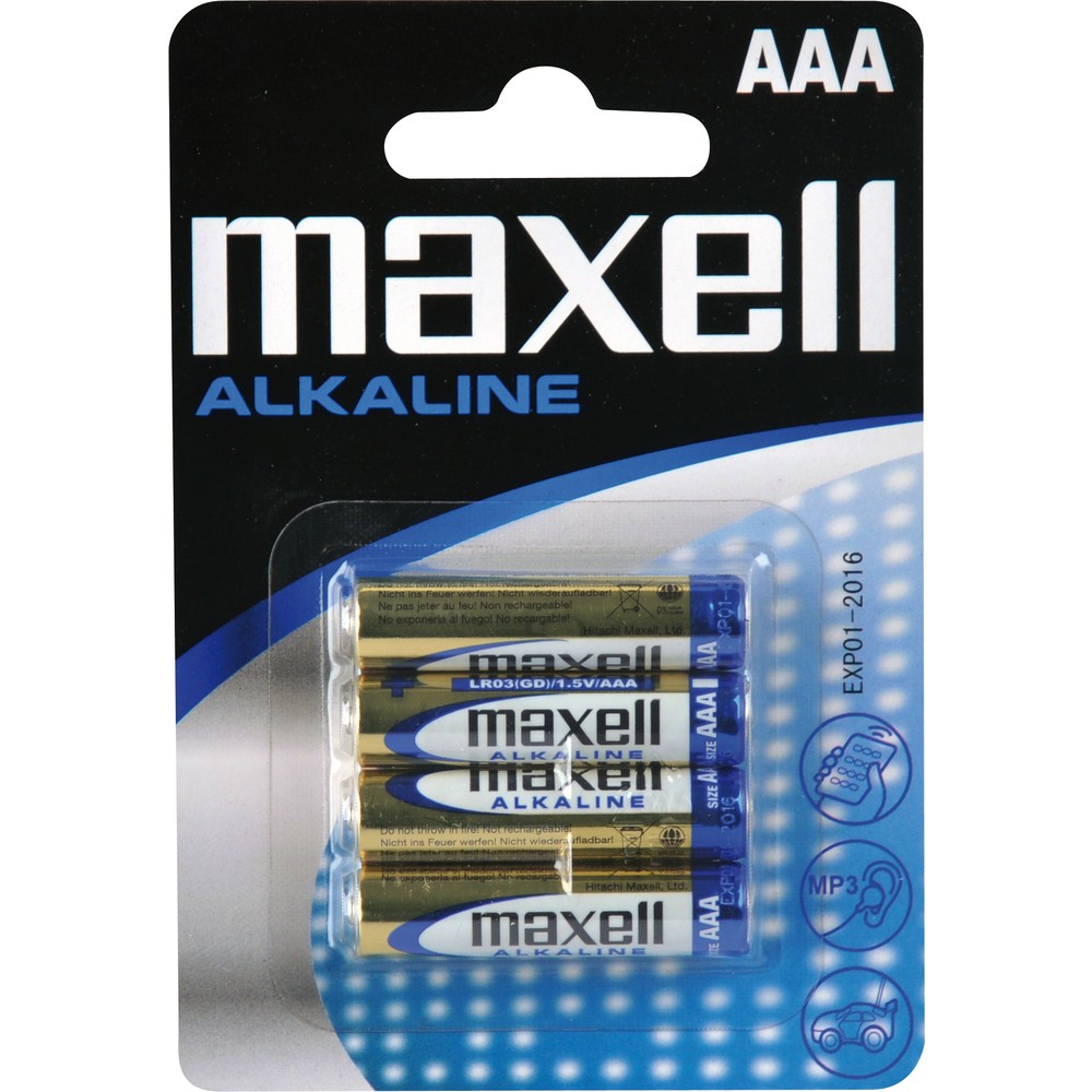 Baterie Maxell mikrotužková alkalická AAA / 4 ks