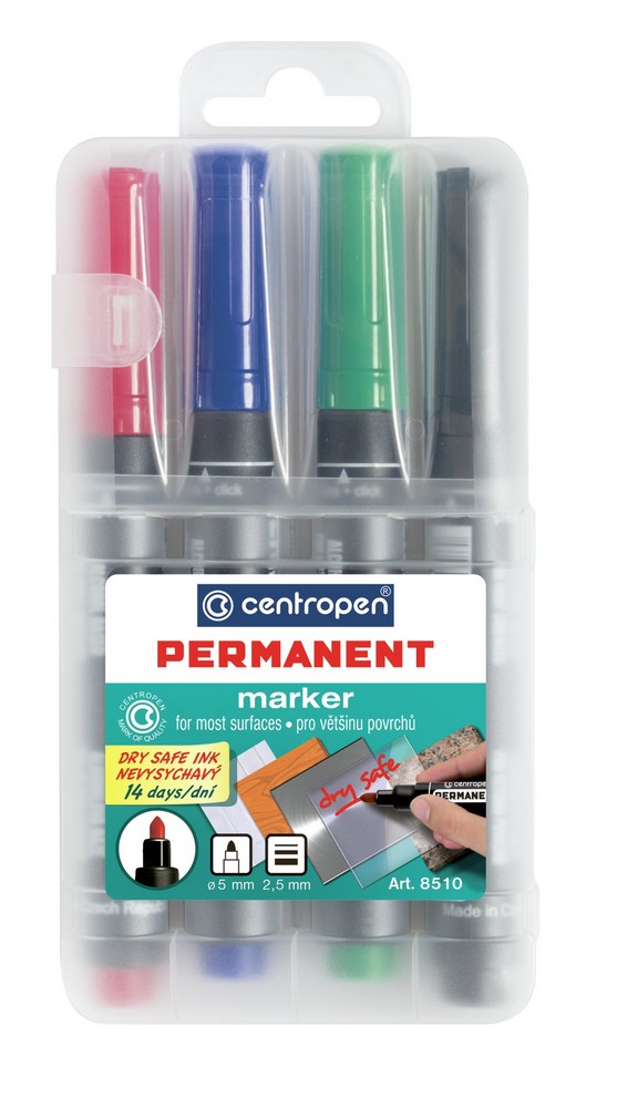 Centropen popisovač 8510 nevysychavý permanent sada 4 barev