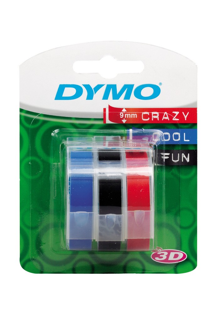 Páska DYMO 3D 9 mm 3 m blistr červená, černá, modrá (bílý tisk)
