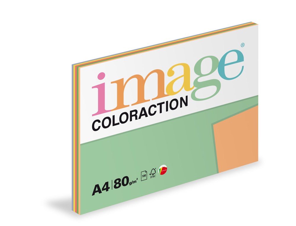 Papír kopírovací Coloraction A4 80g/ 100 listů intenzivní, mix 5 barev