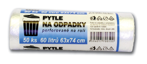 Pytel na odpadky 60 l /50 ks - čirý (63 x 74cm)