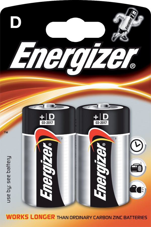 Baterie alkalická Energizer monočlánek velký LR20 / 2 ks