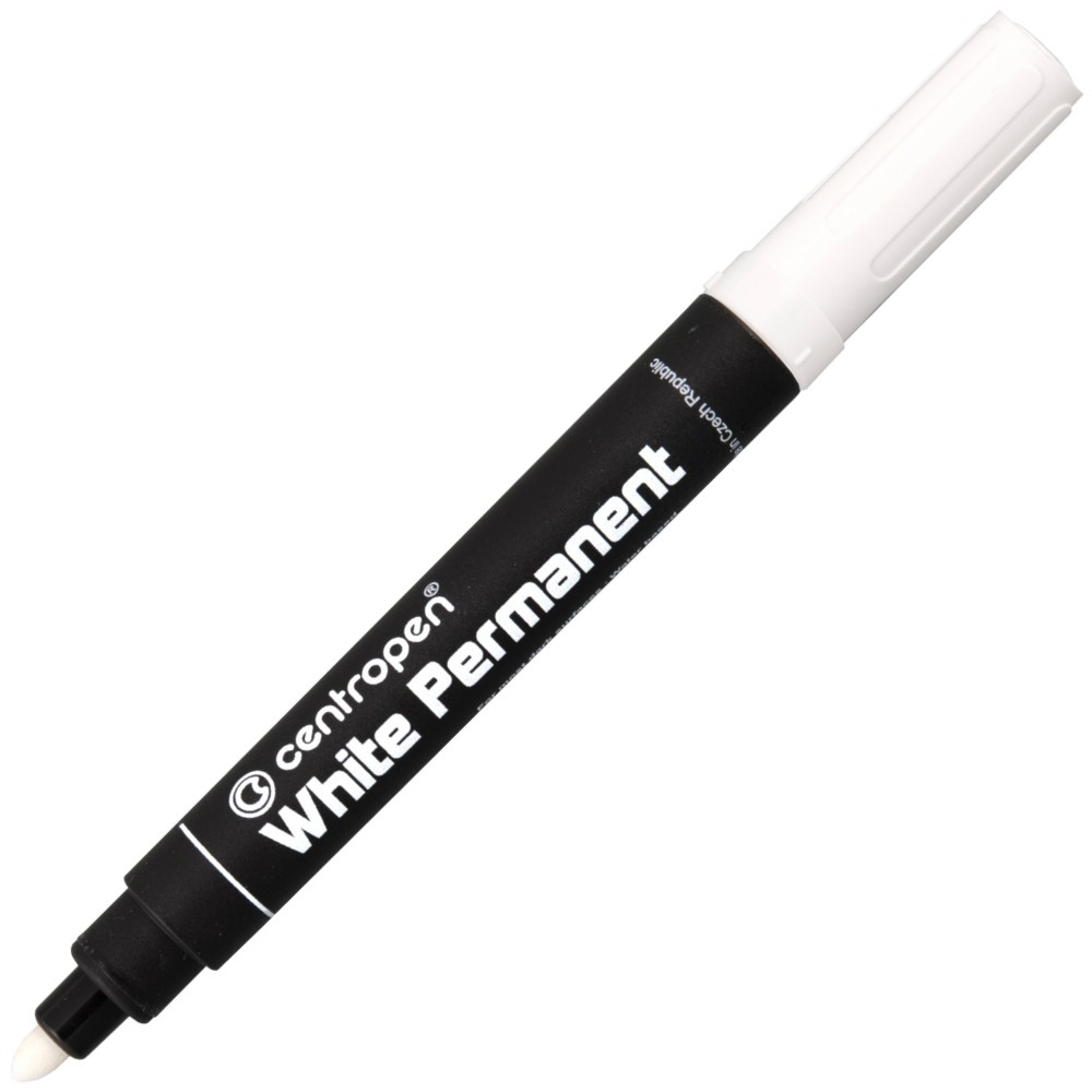 Centropen popisovač 8586 permanent bílý válcový hrot
