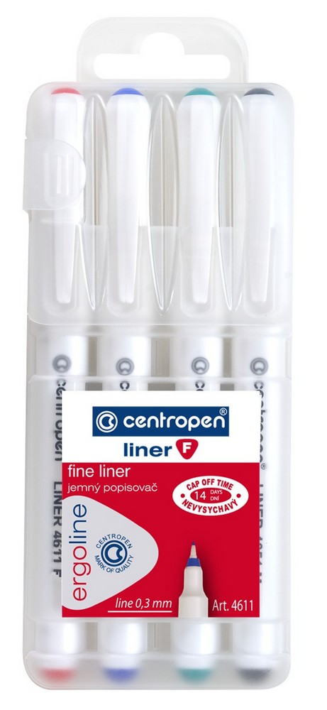Centropen popisovač/liner 4611 F sada 4 barev