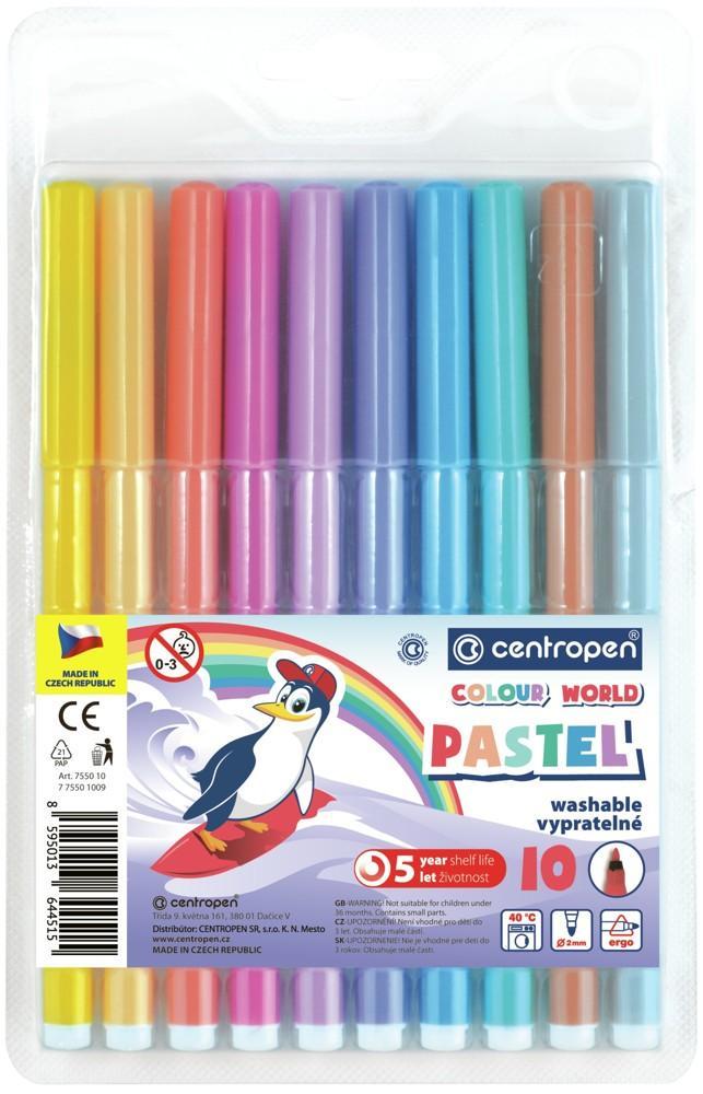 Centropen popisovače / fixy 7550/ 10 PASTEL vypratelný Ergo