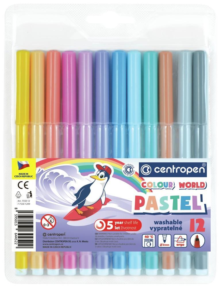 Centropen popisovače / fixy 7550/ 12 PASTEL vypratelný Ergo