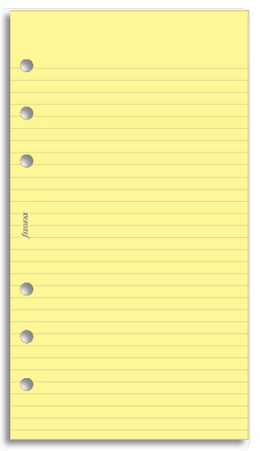 Náhradní náplň do diáře Filofax Osobní papír linkovaný, žlutý, 30 listů