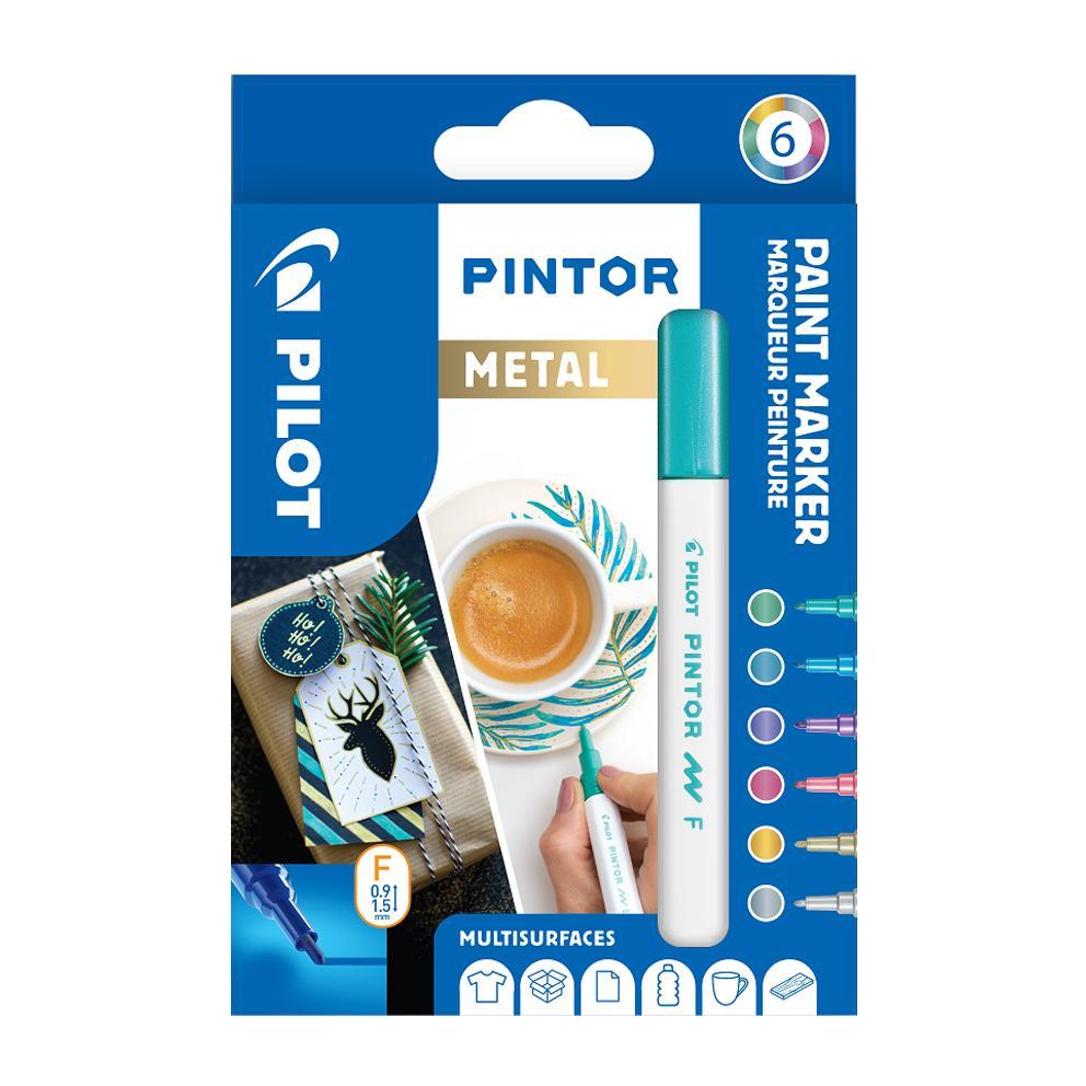 Pilot popisovač 4074 Pintor Metal sada 6 barev hrot F