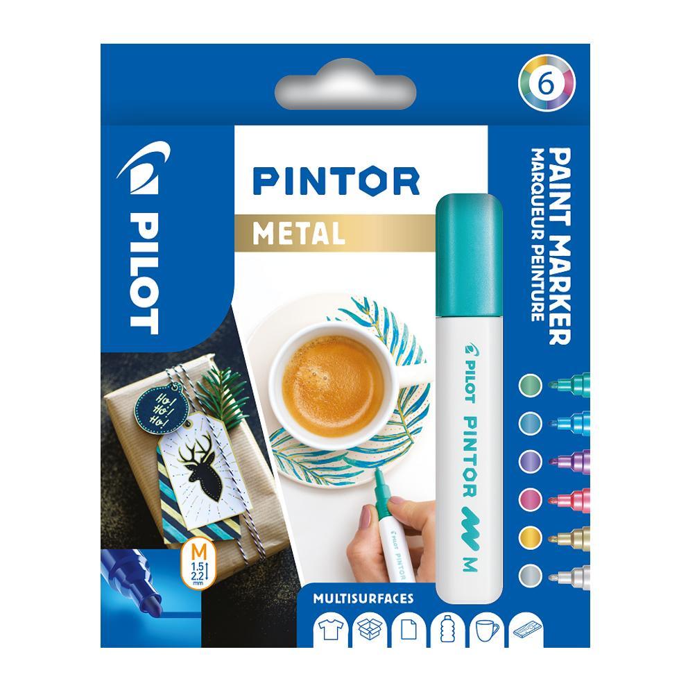 Pilot popisovač 4076 Pintor Metal sada 6 barev hrot M