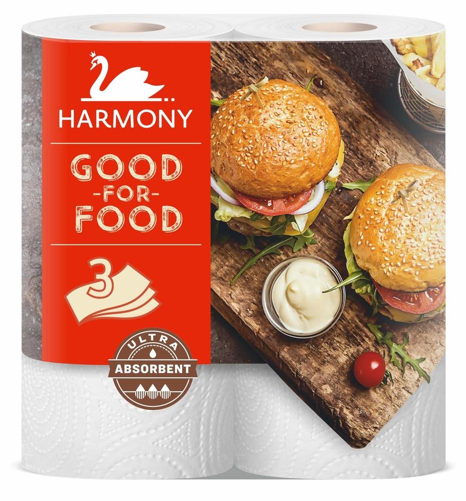 Papírový ručník na roli 3-vrstvý Harmony Ultra absorbent , 2 x 16,5 m / 2 role