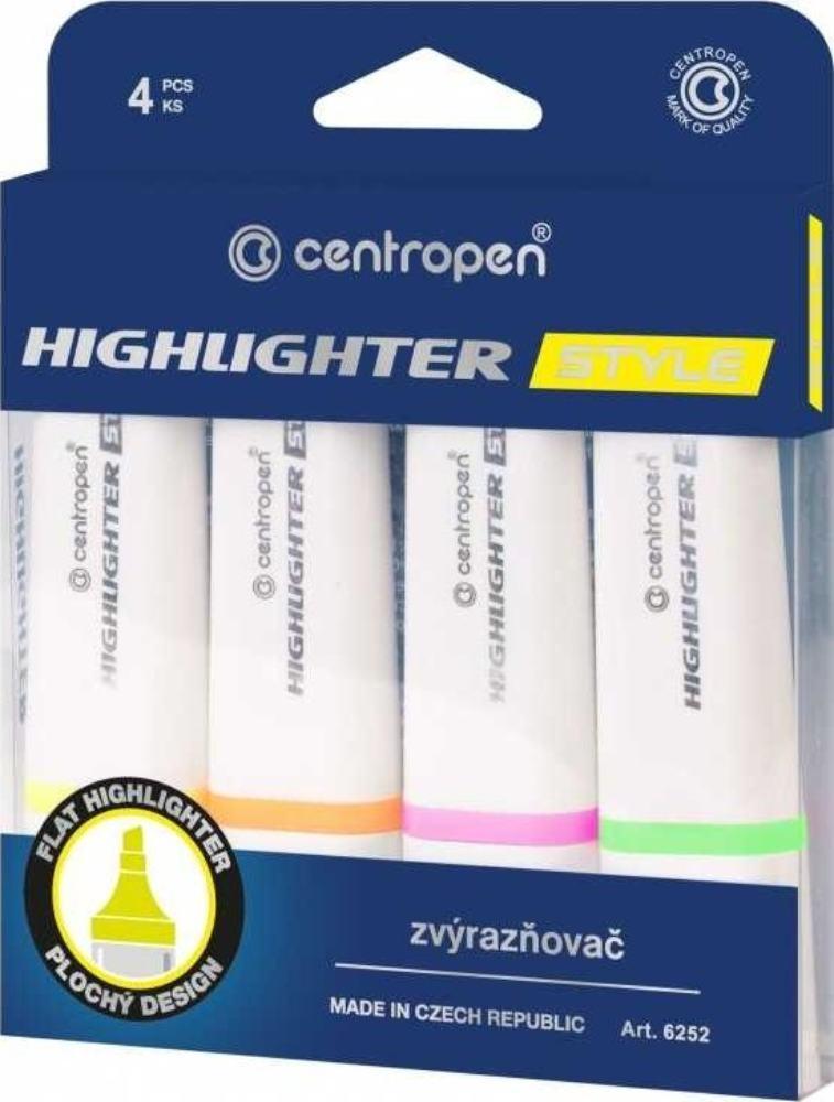 Zvýrazňovač Centropen 6252 fluo sada 4 ks fluo barvy