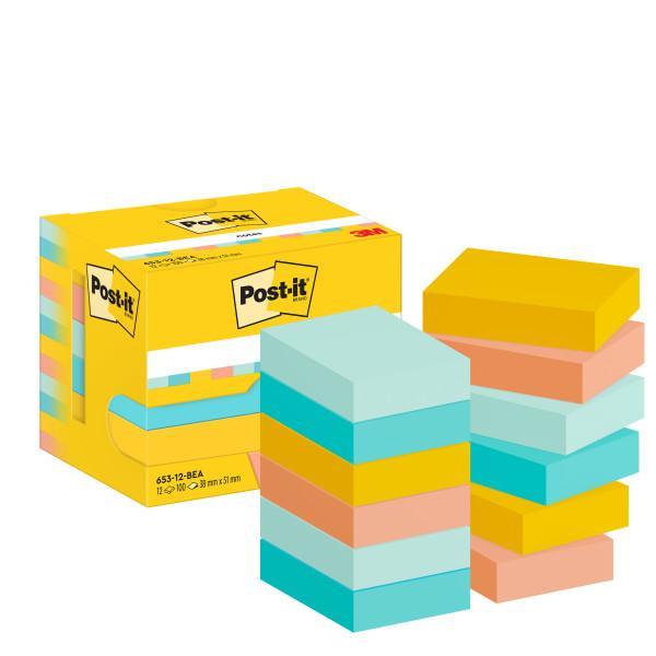 Blok samolepicí Post-it 38 x 51mm /12ks osvěžující barvy Beachside