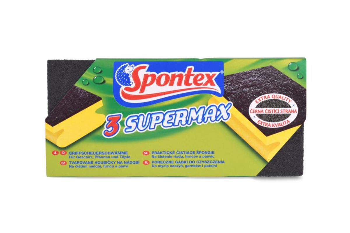 Houbička Spontex Supermax tvarovaná 9,5 x 7 x 4,5 cm / 3 ks