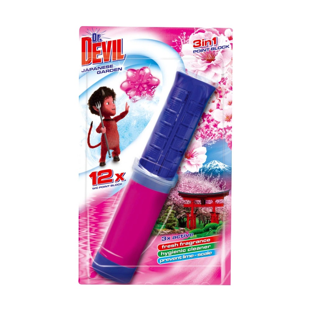 Dr. Devil 3v1 Point Block WC blok v tubě Japanese Garden, 75 ml (12 dávek)
