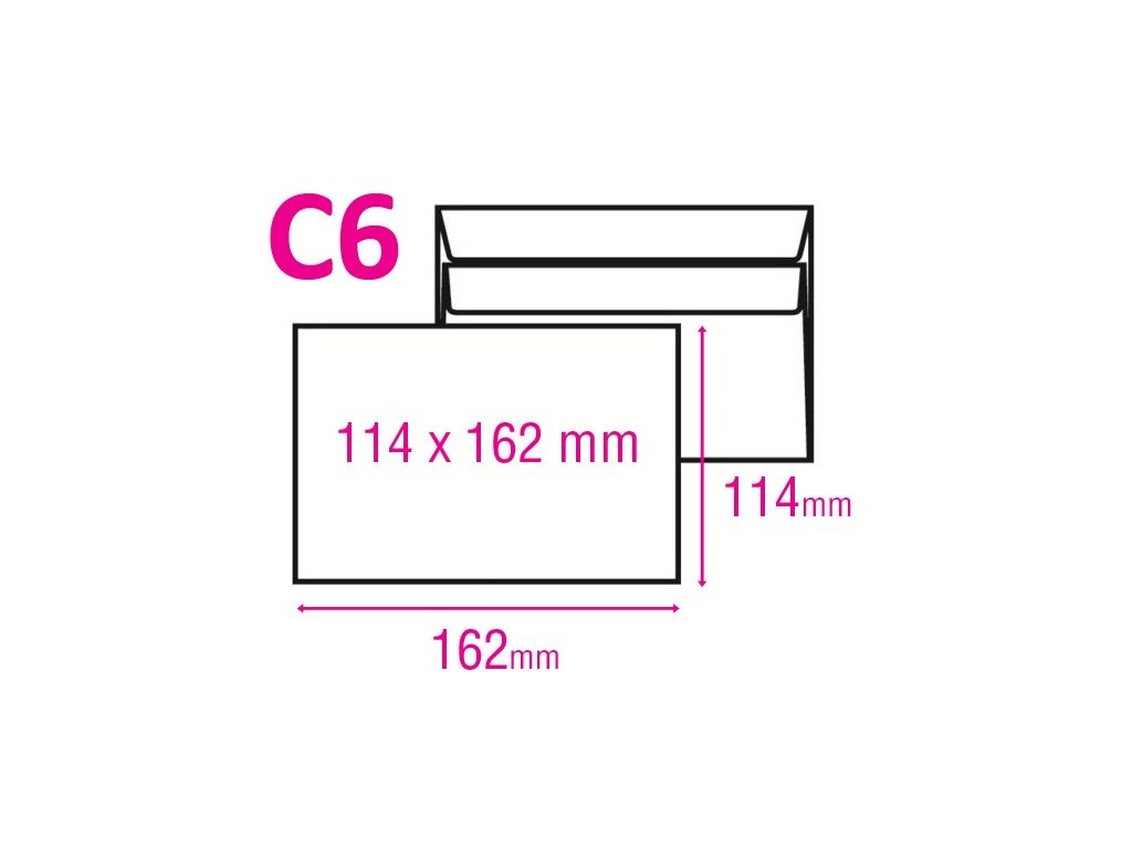 Obálka C6 samolepicí, 1000 ks, 114 x 162 mm