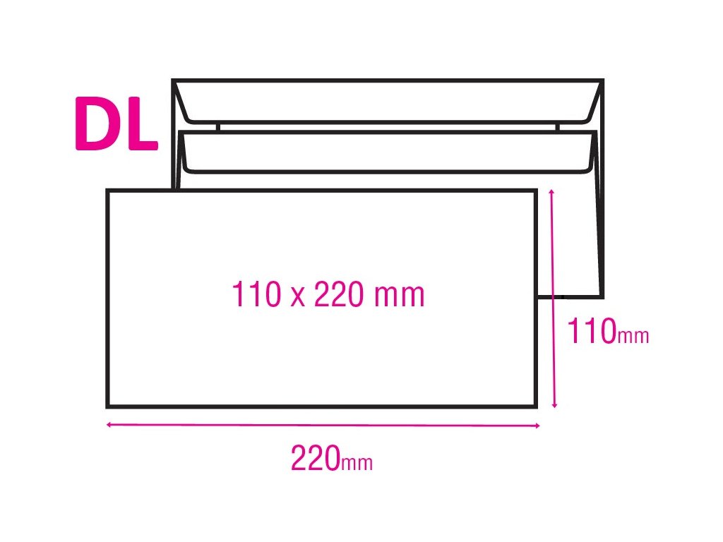 Obálka DL samolepicí, 1000 ks, 110 x 220 mm