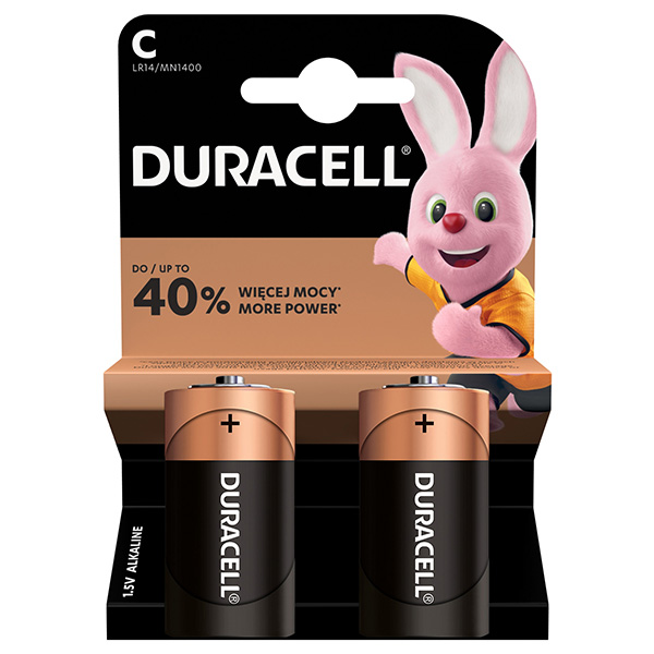 Baterie alkalická Duracell C (LR14), malý monočlánek / 2 ks