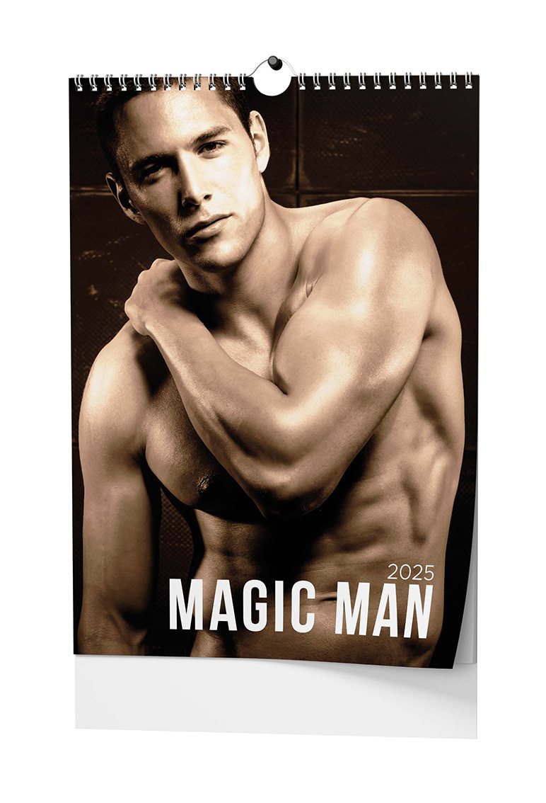 Kalendář nástěnný A3 Magic Man - černobílý