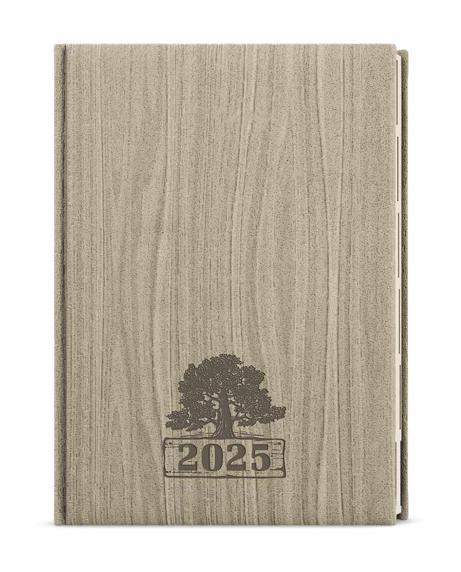Diář týdenní Oskar krémový papír Wood A5 světle hnědý