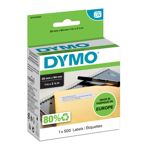 Dymo papírové štítky 54mm x 25mm, bílé, 500 ks, 11352