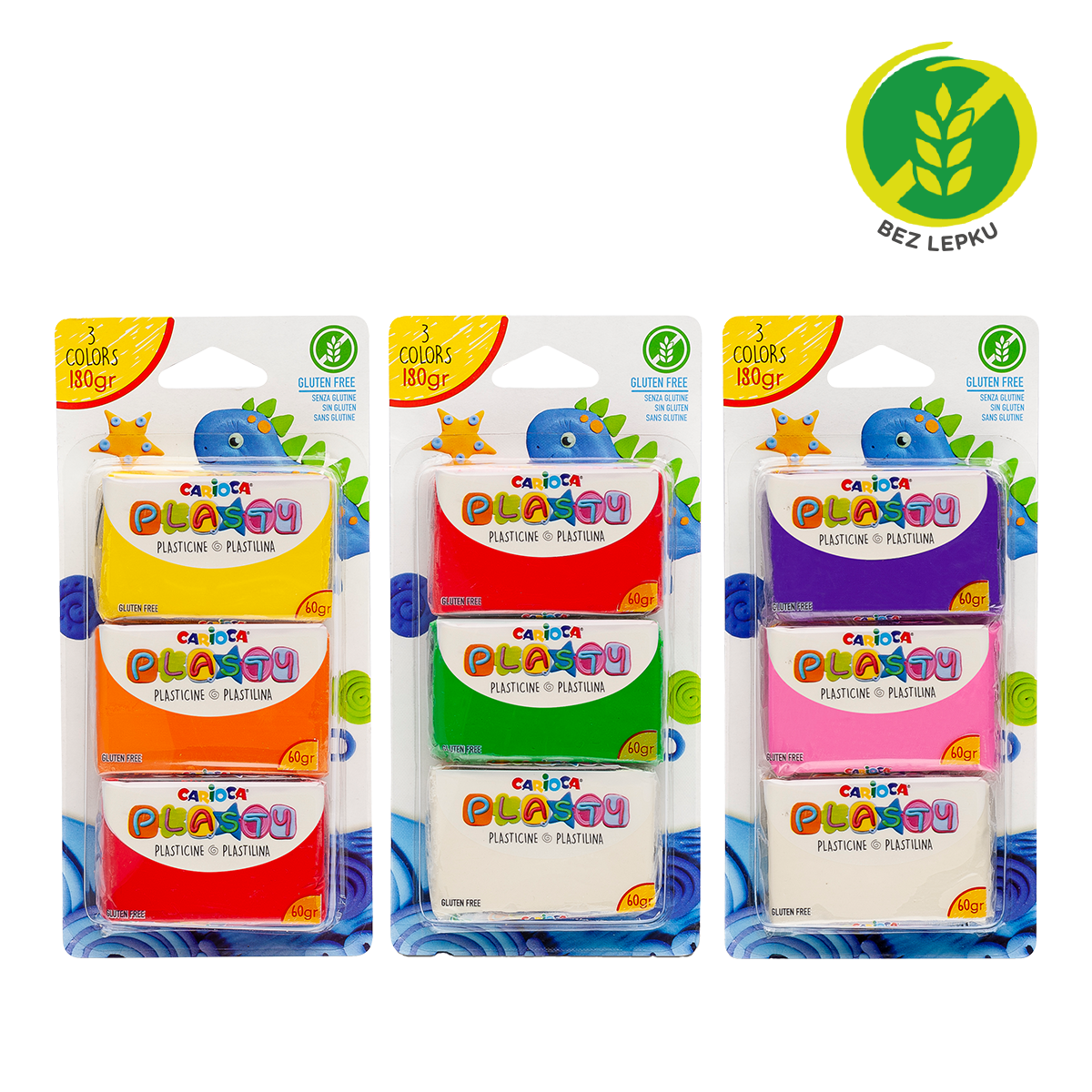 Modelovací hmota Carioca, 3 × 60 g, mix barev